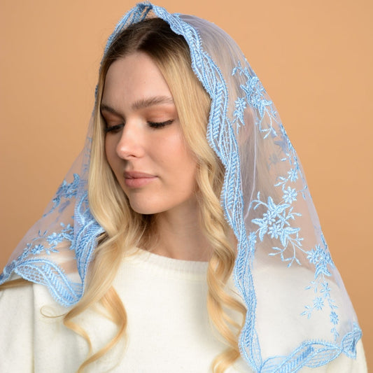 LIGHT BLUE MANTILLA - MariaVeils