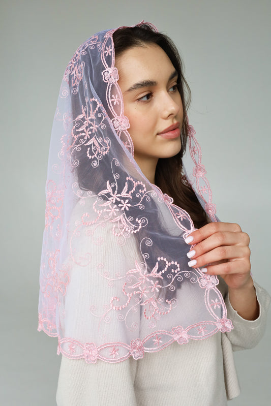 PINK FLORAL VEIL