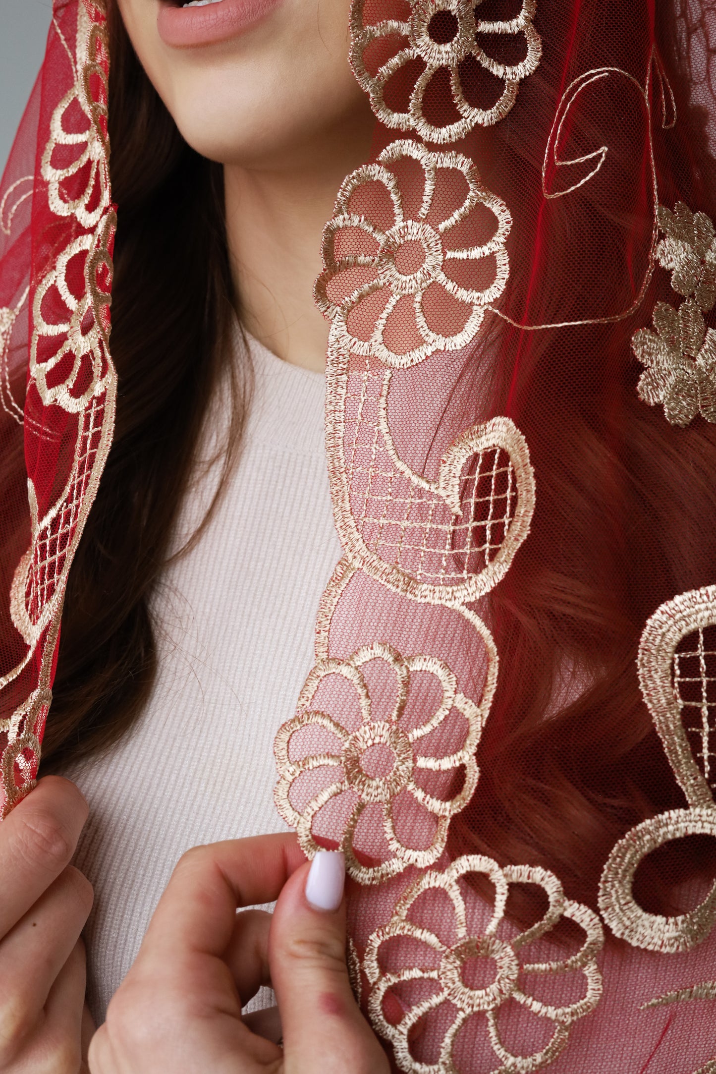 GOLD & RED LONG VEIL