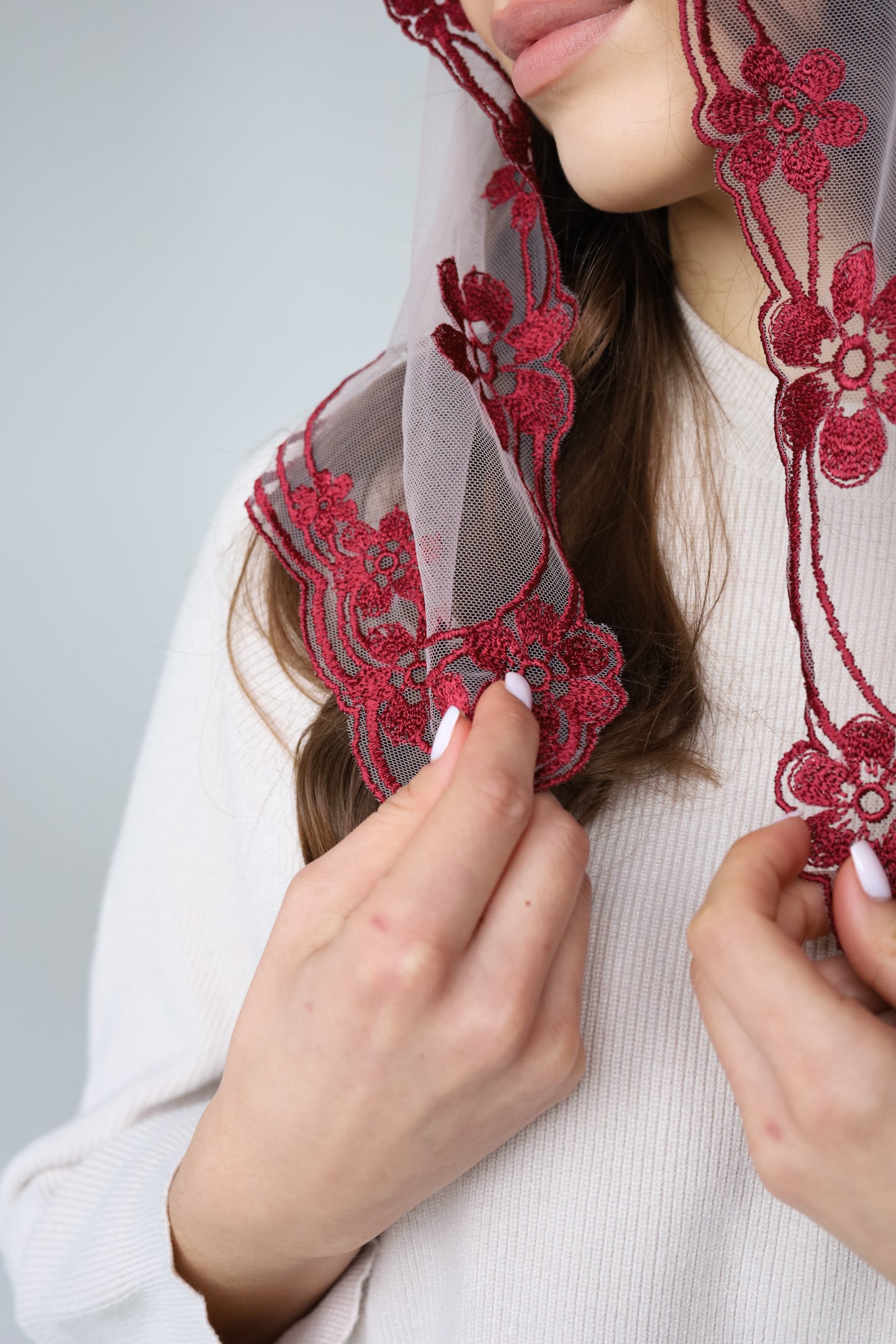 SHORT BURGUNDY VEIL