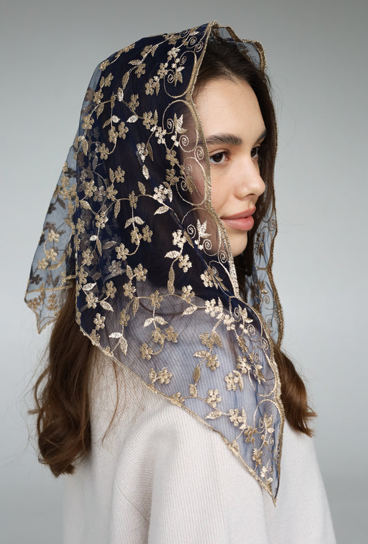 GOLD & BLUE SHORT VEIL