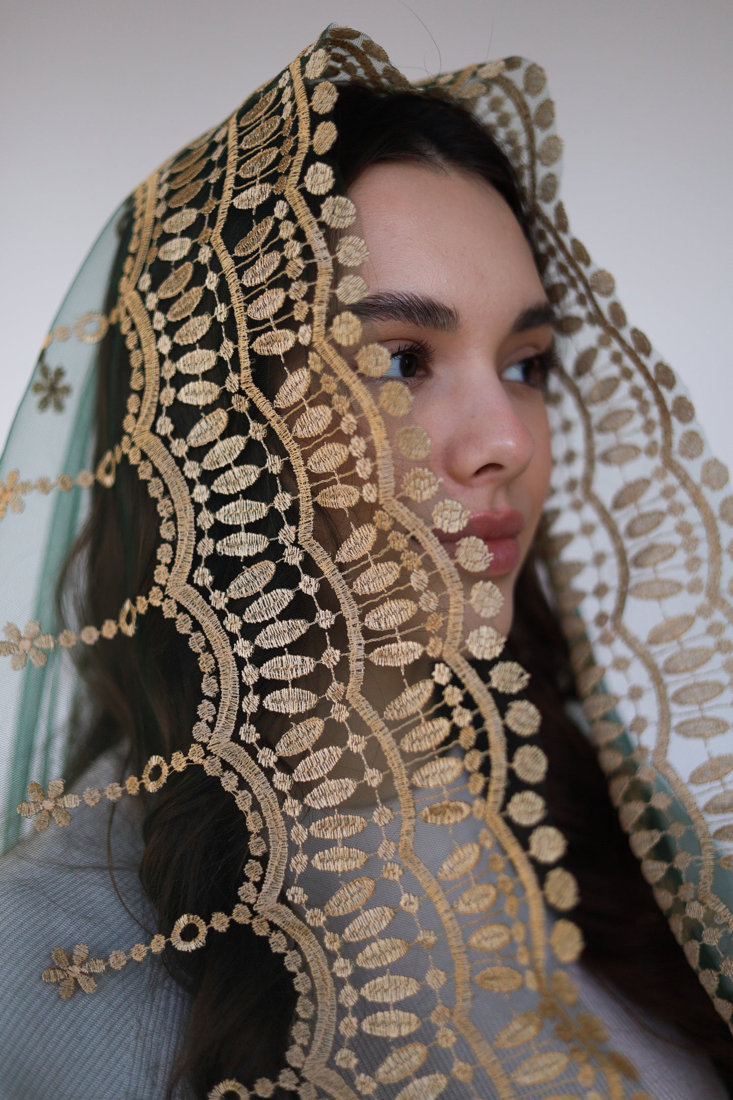 VEIL WITH JESUS EMBROIDERY